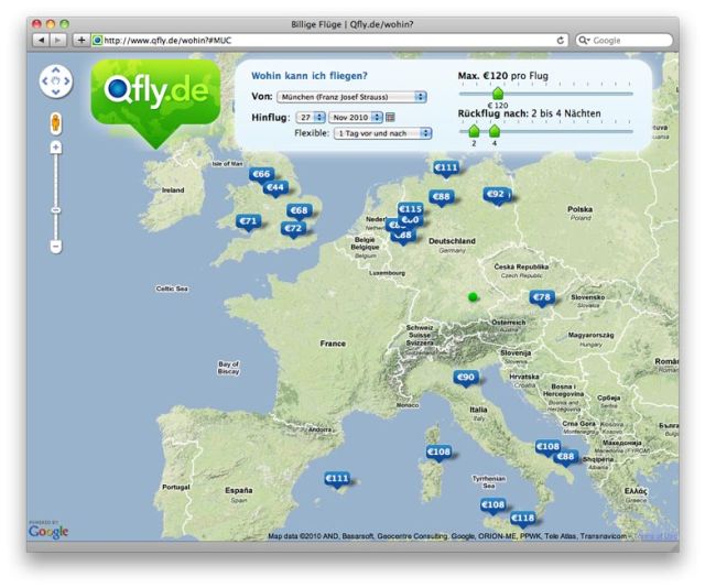 Qfly Fluege ab MUC Muenchen - Wohin kann ich für maximal 100 Euro fliegen?