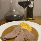 Wildschweinbraten Suesskartoffelpueree