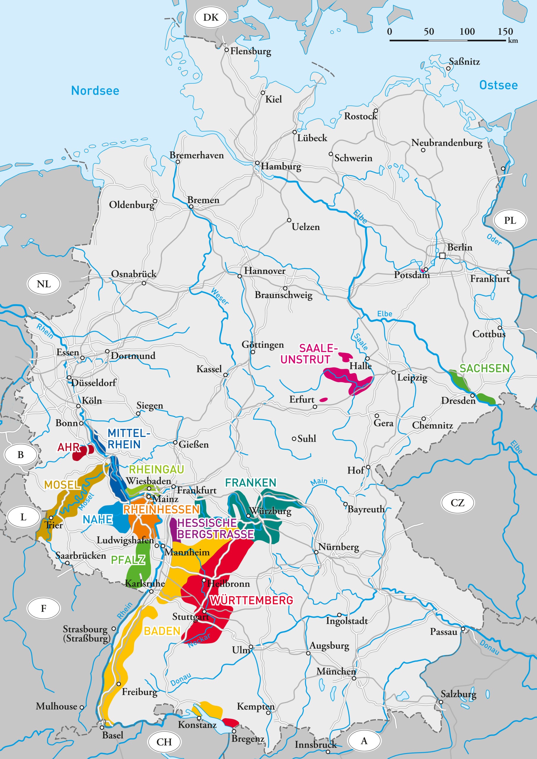 Im Boden steckt die Würze: Warum deutsche Weine so unverwechselbar sind 7 Karte der deutschen Weinanbaugebiete (c) Deutsches Weininstitut
