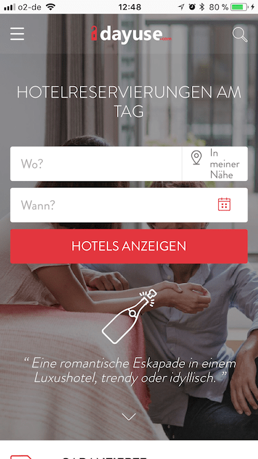 Dayuse App Stundenhotel Tageszimmer