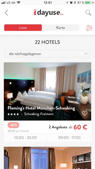 Dayuse App Stundenhotel Tageszimmer